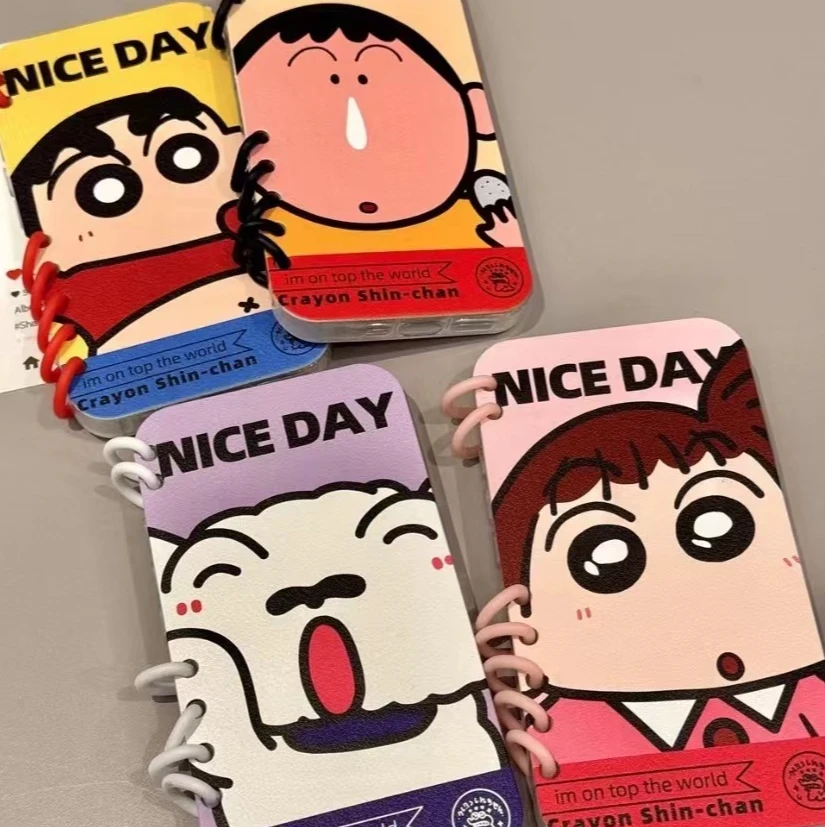 卡通可爱小新阿呆小白适用iPhone16promax手机壳15pro翻盖14情侣