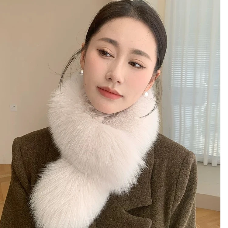 新款仿狐狸毛正反两面保暖毛毛围巾秋冬气质皮草百搭毛领女款