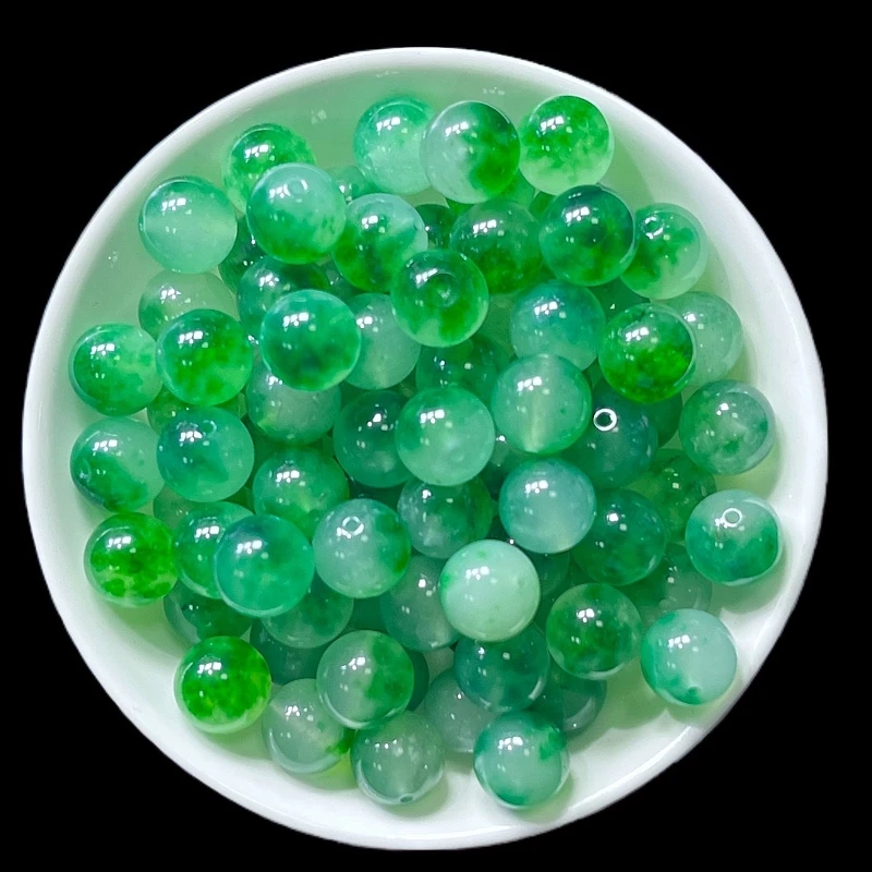 散珠天然飘绿花12mm 16颗(赠弹力绳)D012