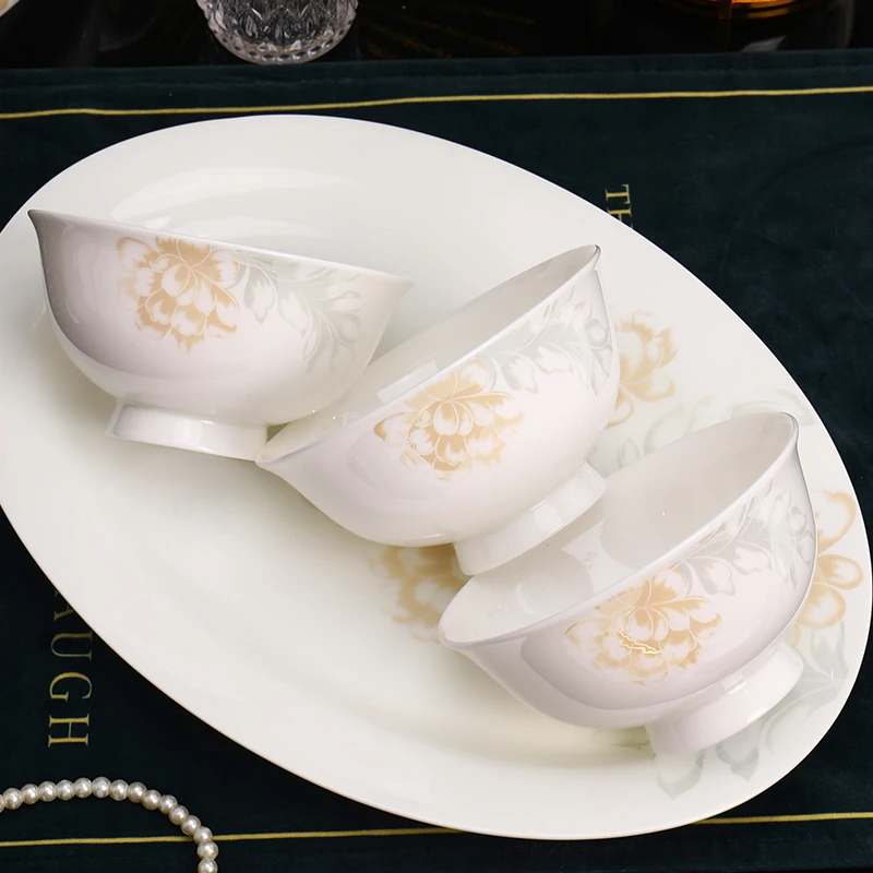 【散件】清雅名媛碗碟套装家用陶瓷碗盘子菜盘碟景德镇骨瓷餐具组合