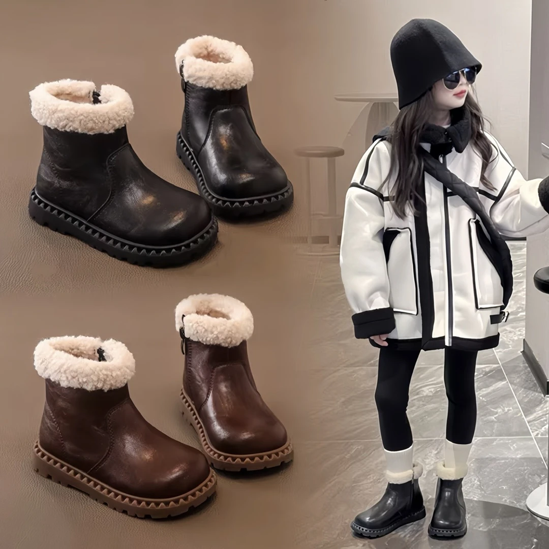 BETTER KIDS/好孩子女童儿童二棉鞋2024秋冬新加绒加厚雪地靴棉靴