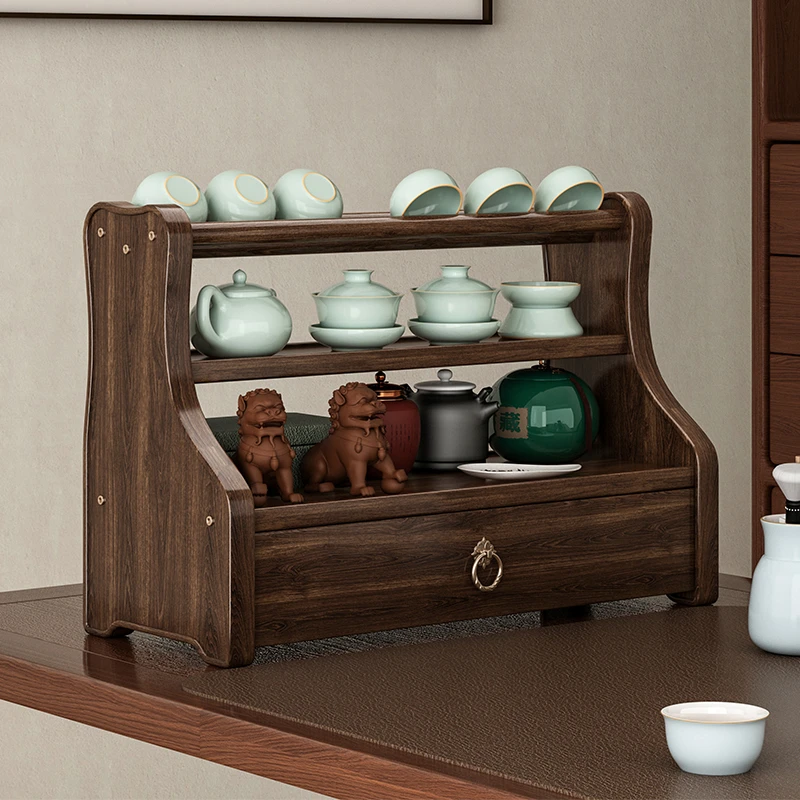 博古架置物架桌面茶具架茶架多宝阁实木中式简约紫砂壶摆放架收纳