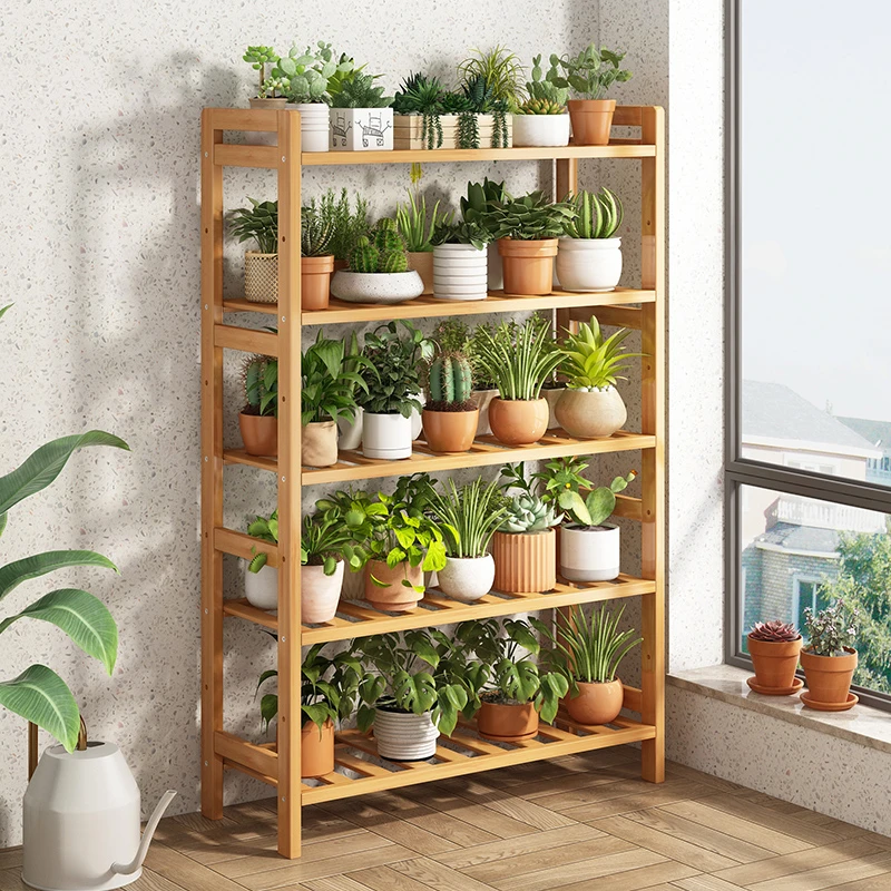 花架置物架阳台楠竹落地式多层室内靠墙多肉专用植物摆放花盆架子
