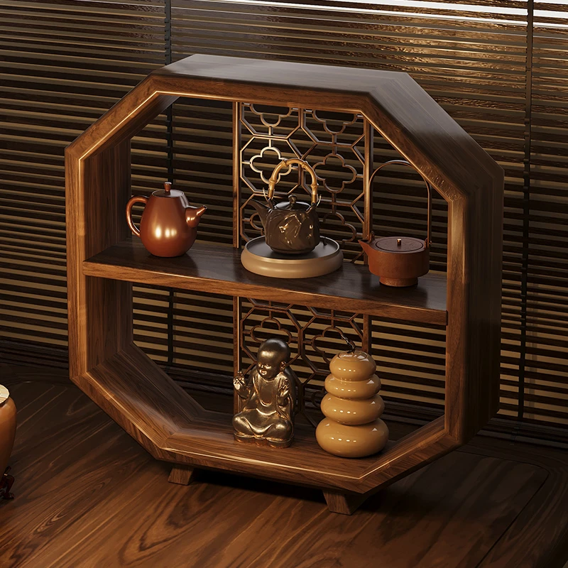 桌面博古架茶室实木中式茶桌茶杯架子置物架茶叶收纳架摆件展示柜
