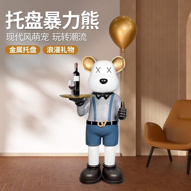 网红暴力熊迎宾落地摆件公仔轻奢客厅玄关大型装饰品乔迁礼品125