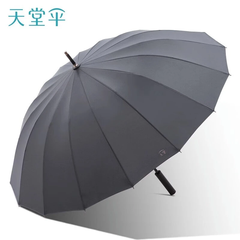 新品天堂伞长杆直柄半自动雨伞16骨加大号加固厚晴雨两用伞