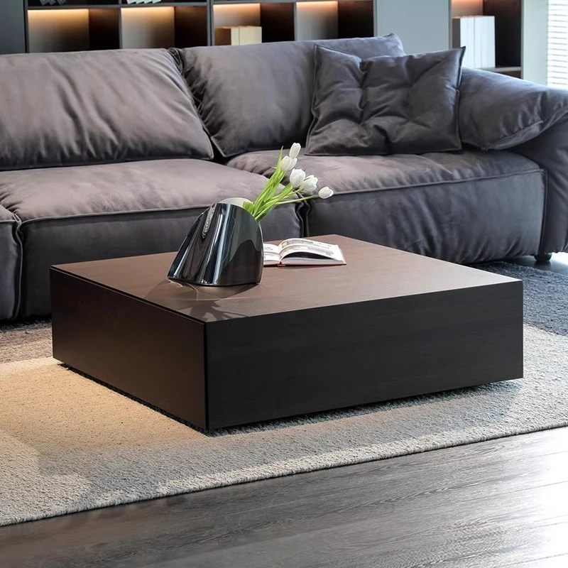 实木茶几意式极简现代客厅家用烟熏色设计师款轻奢正方形简约个性