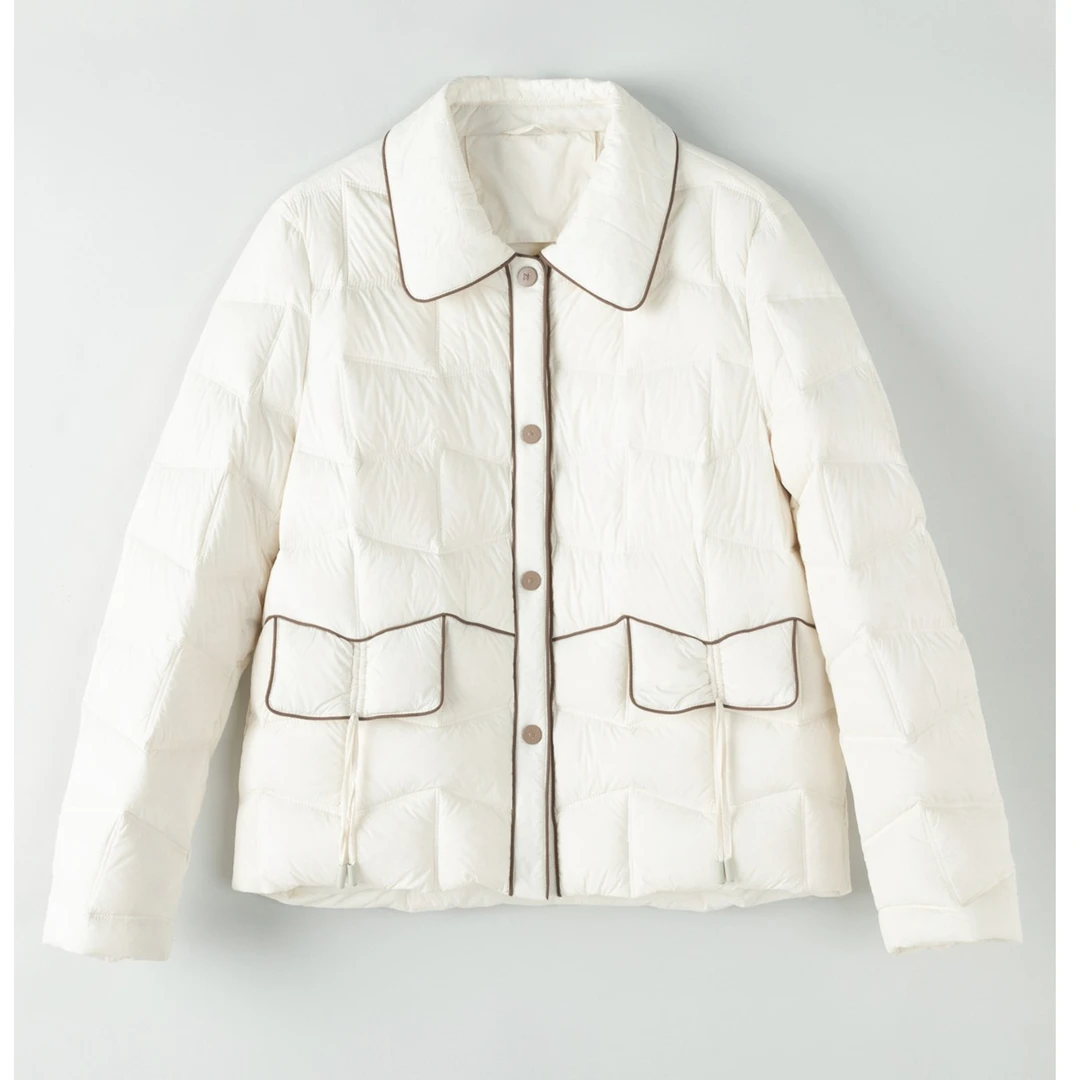 【啦啦精选】D606秋冬新款时尚百搭撞色羽绒外套开衫简约Y231004