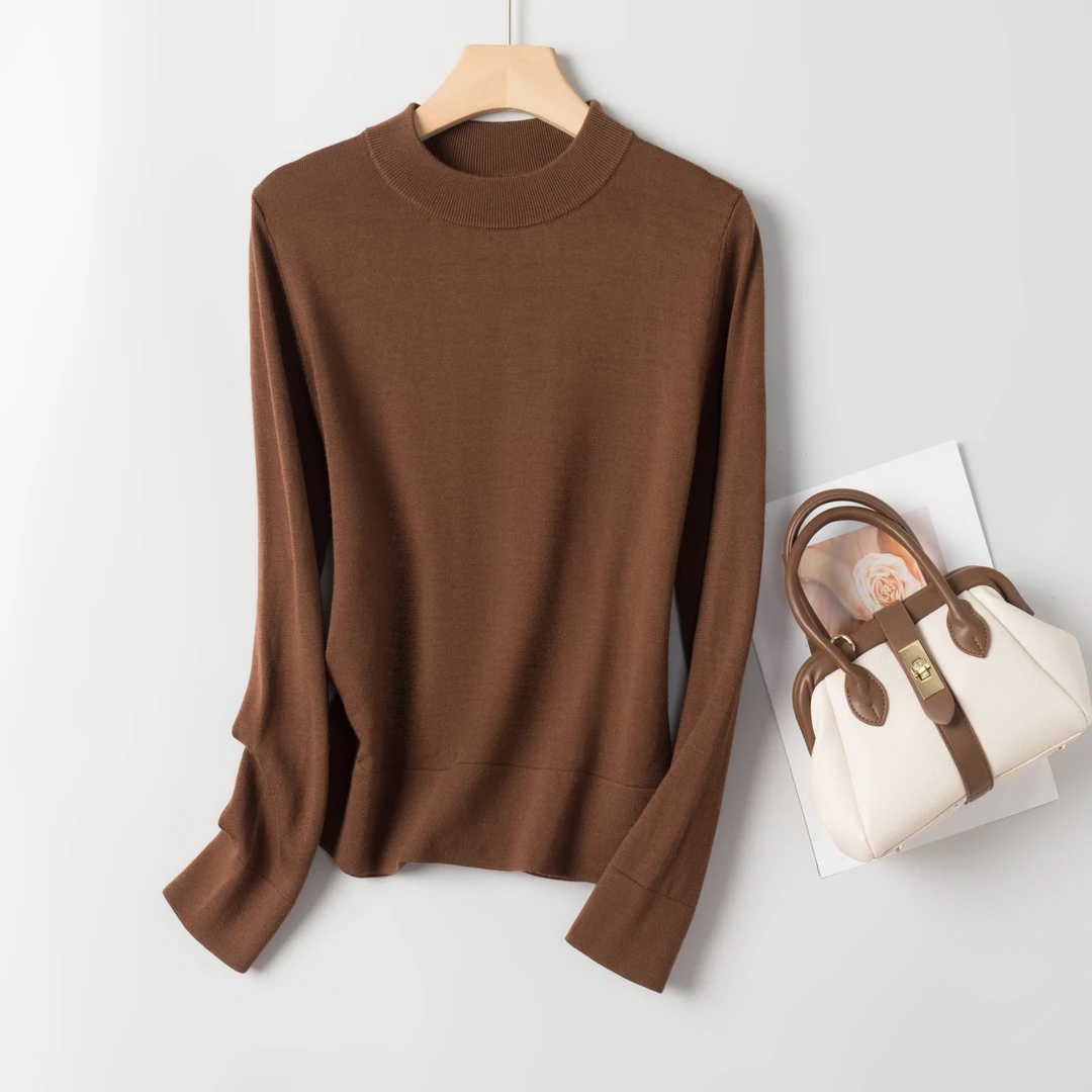 【啦啦精选】精纺可机洗全羊毛长袖针织衫2024新款