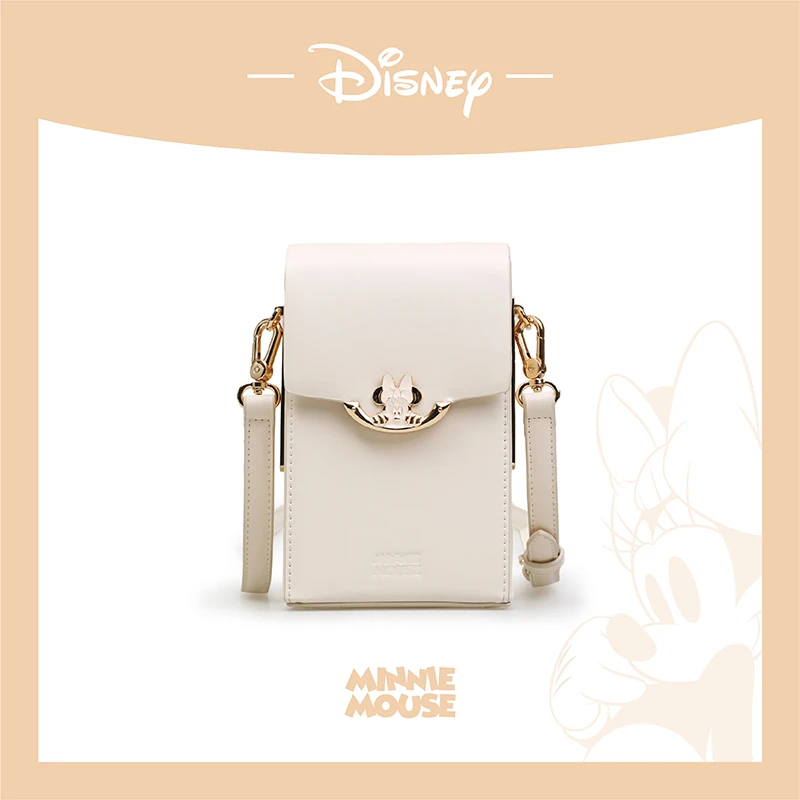 Disney/迪士尼米妮白色斜挎手机包女包百搭单肩包小众包包女可爱