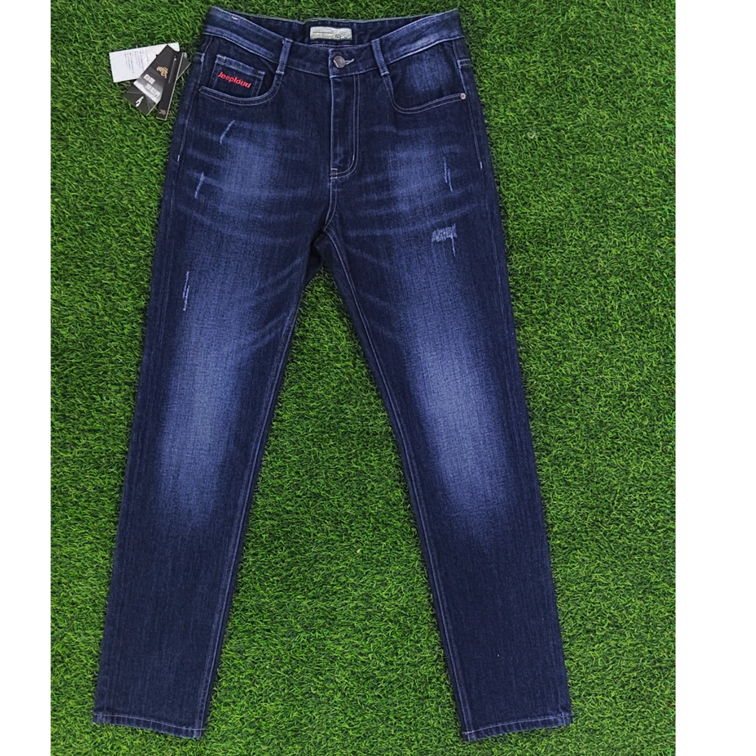 JPD.男款修身牛仔长裤潮流时尚款秋冬季百搭休闲深蓝水洗款透气