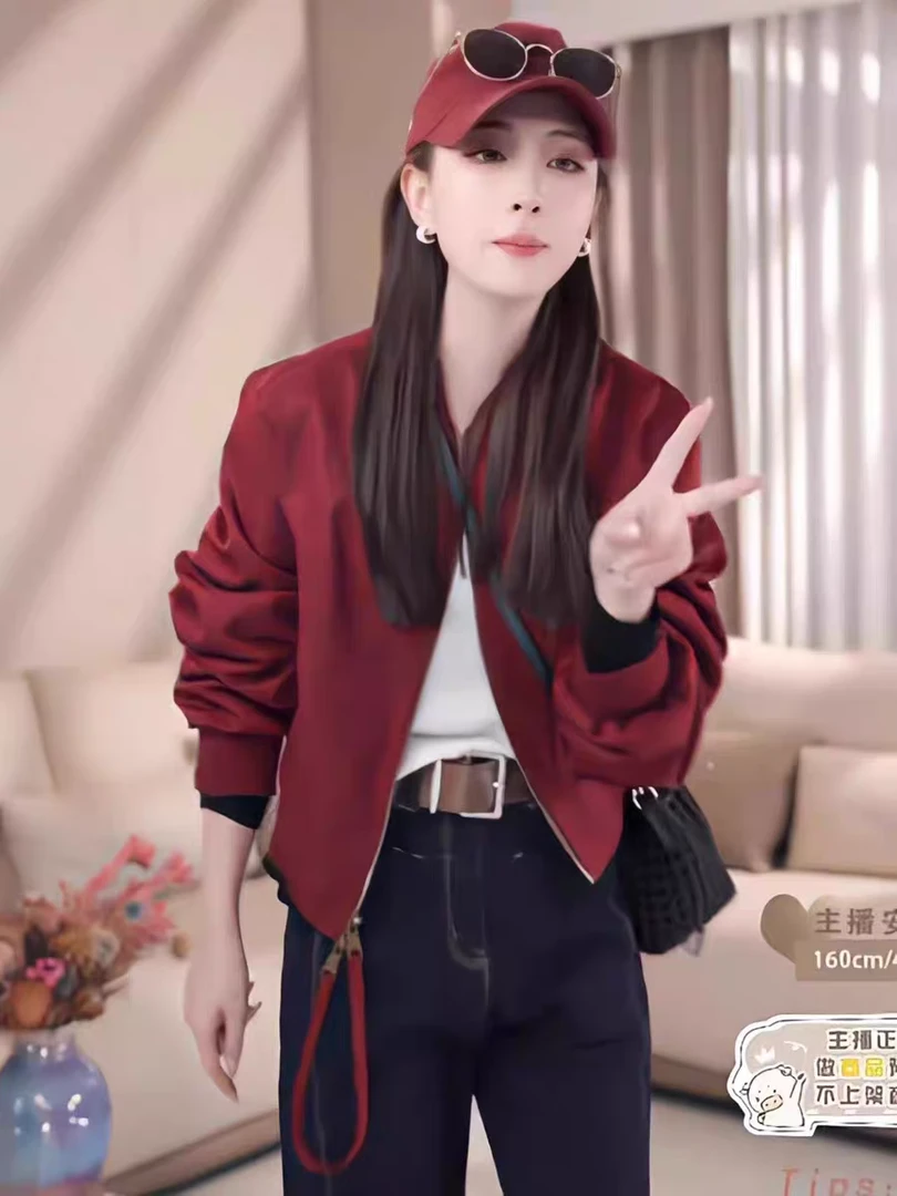 韩系棒球服休闲外套女2024秋季宽松百搭黑色小个子短款夹克上衣潮