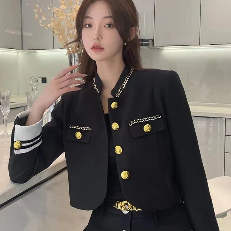 索雪儿春季新款小香风法式高腰外套