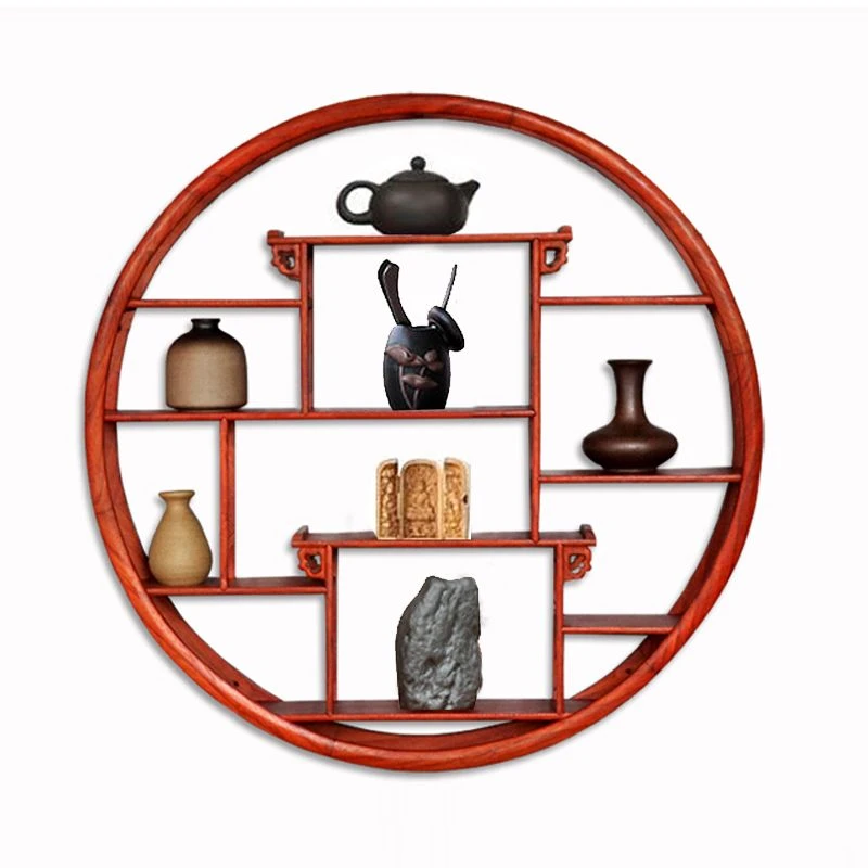 实木新中式摆件博古架木质多宝阁收纳展示架挂壁氏上墙简约现代风