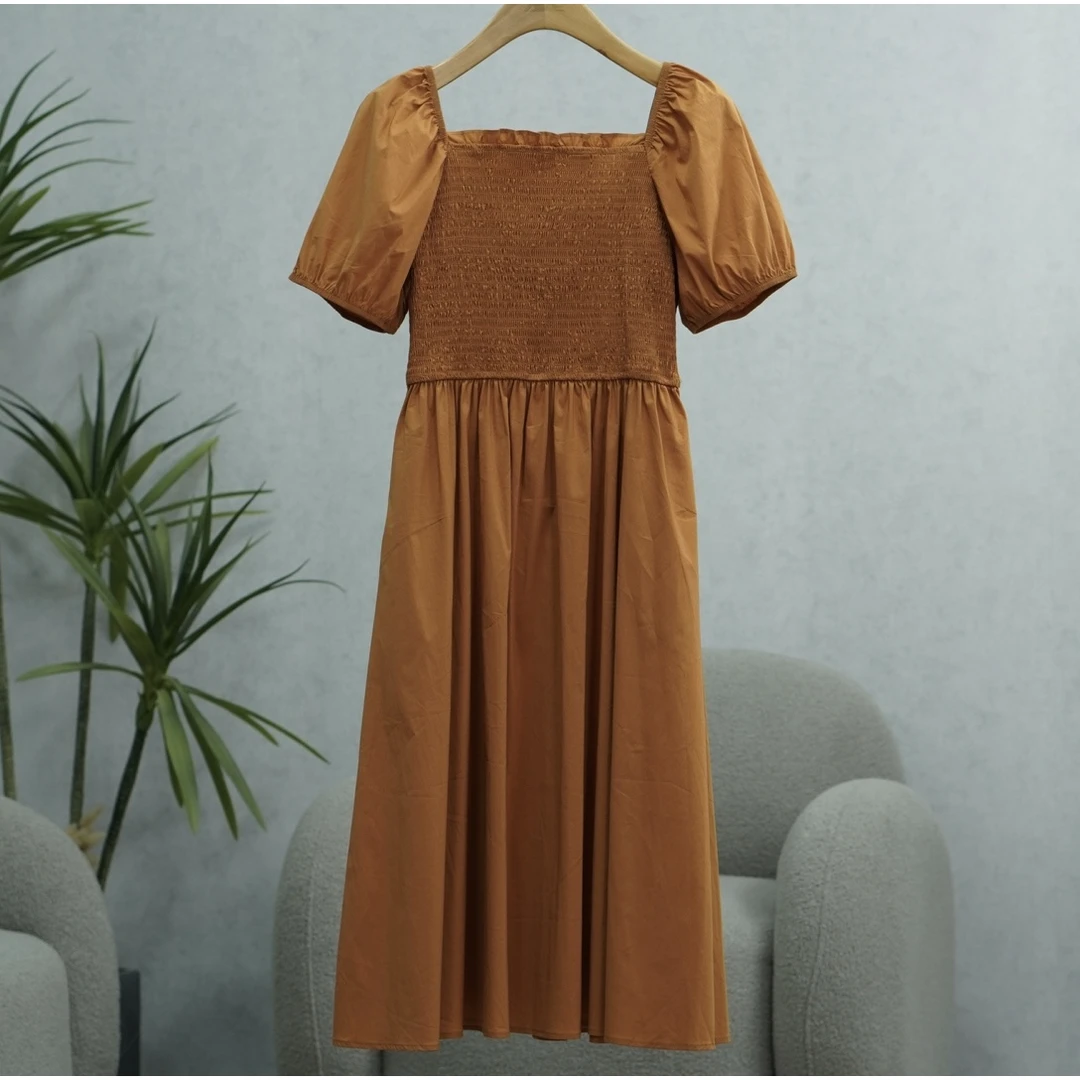 Shi系列    S182   女装简约时尚收腰连衣裙桔色2281353