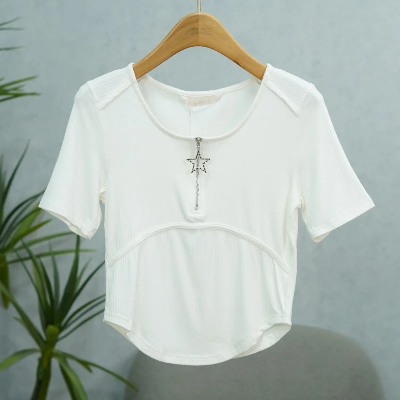 咏系列   Y485   女装时尚撤柜短袖T恤米白B3091705