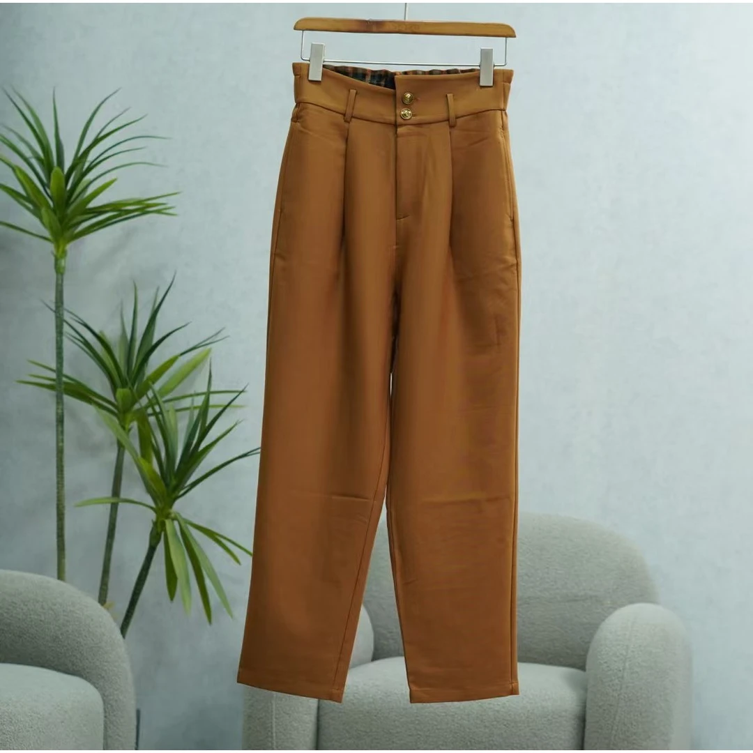 枺系列  WY235   女装简约时尚烟管裤卡其5141005