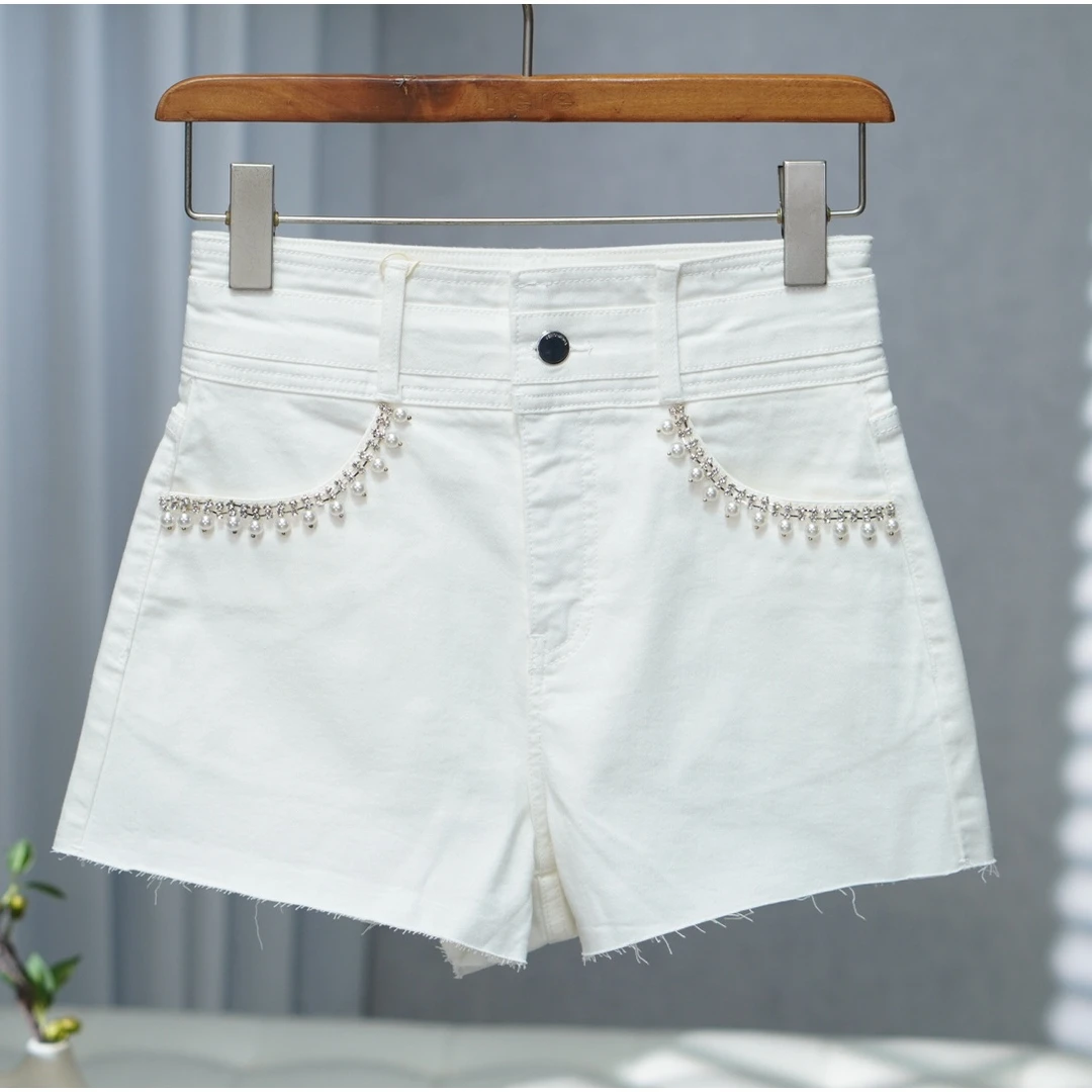 O系列   O-113   女装简约时尚牛仔短裤白色