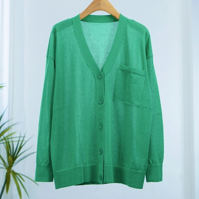 曼系列  E134  女装时尚撤柜针织开衫绿色