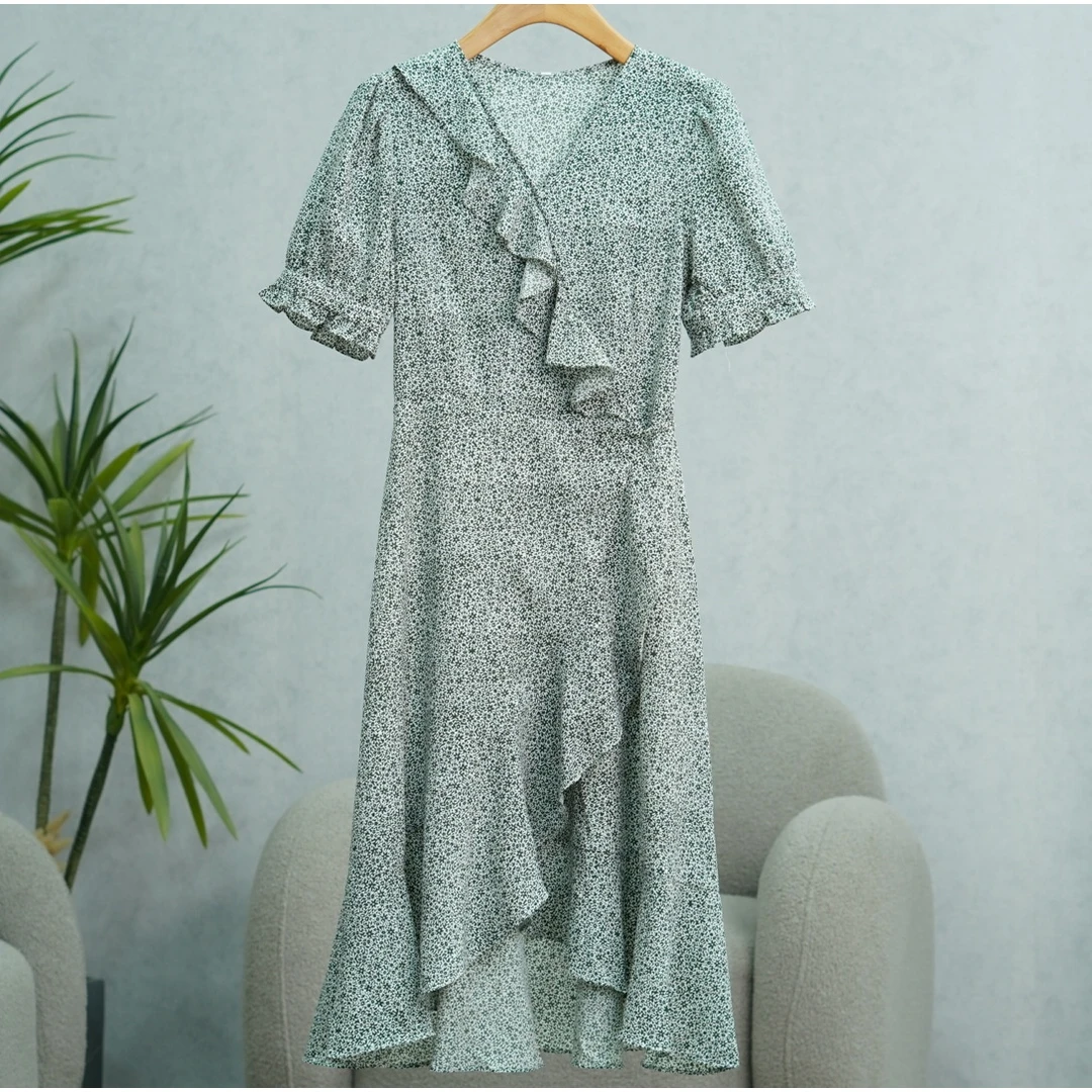 Shi系列    S184   女装简约时尚碎花连衣裙绿色2281253