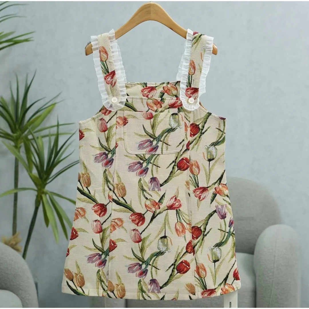 枺系列    WZ1012   女装简约时尚背带裙花布D2221012