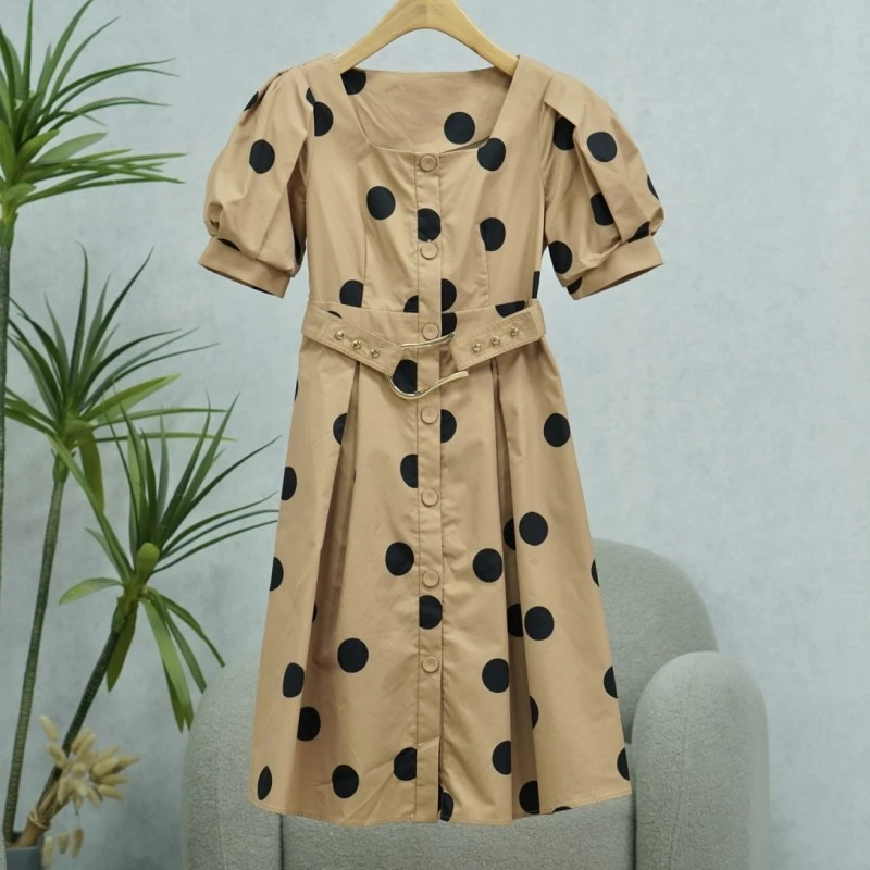 LI丽系列  E471  女装时尚撤柜波点连衣裙褐色76567121