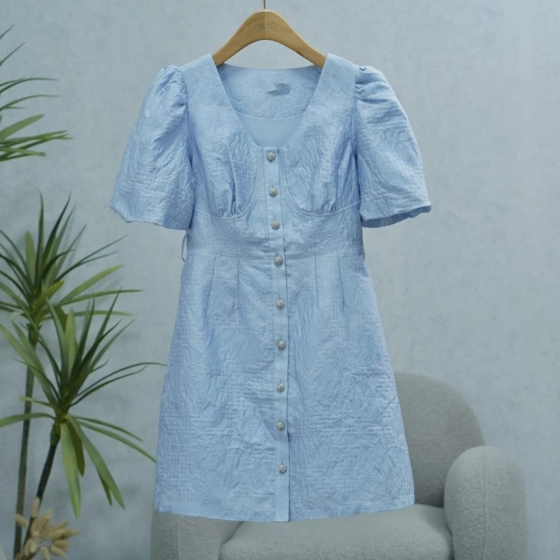 LI丽系列  E472  女装时尚撤柜短袖连衣裙蓝色76584011