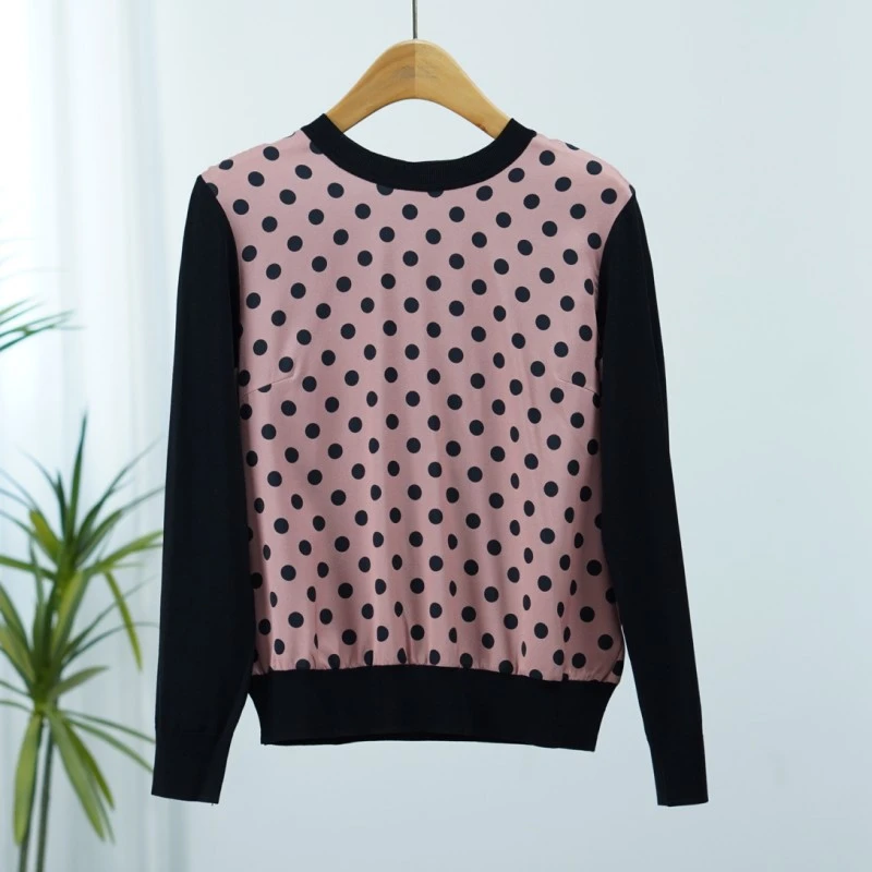 Y138   女装时尚撤柜圆点针织上衣珊瑚粉色KPR701P51