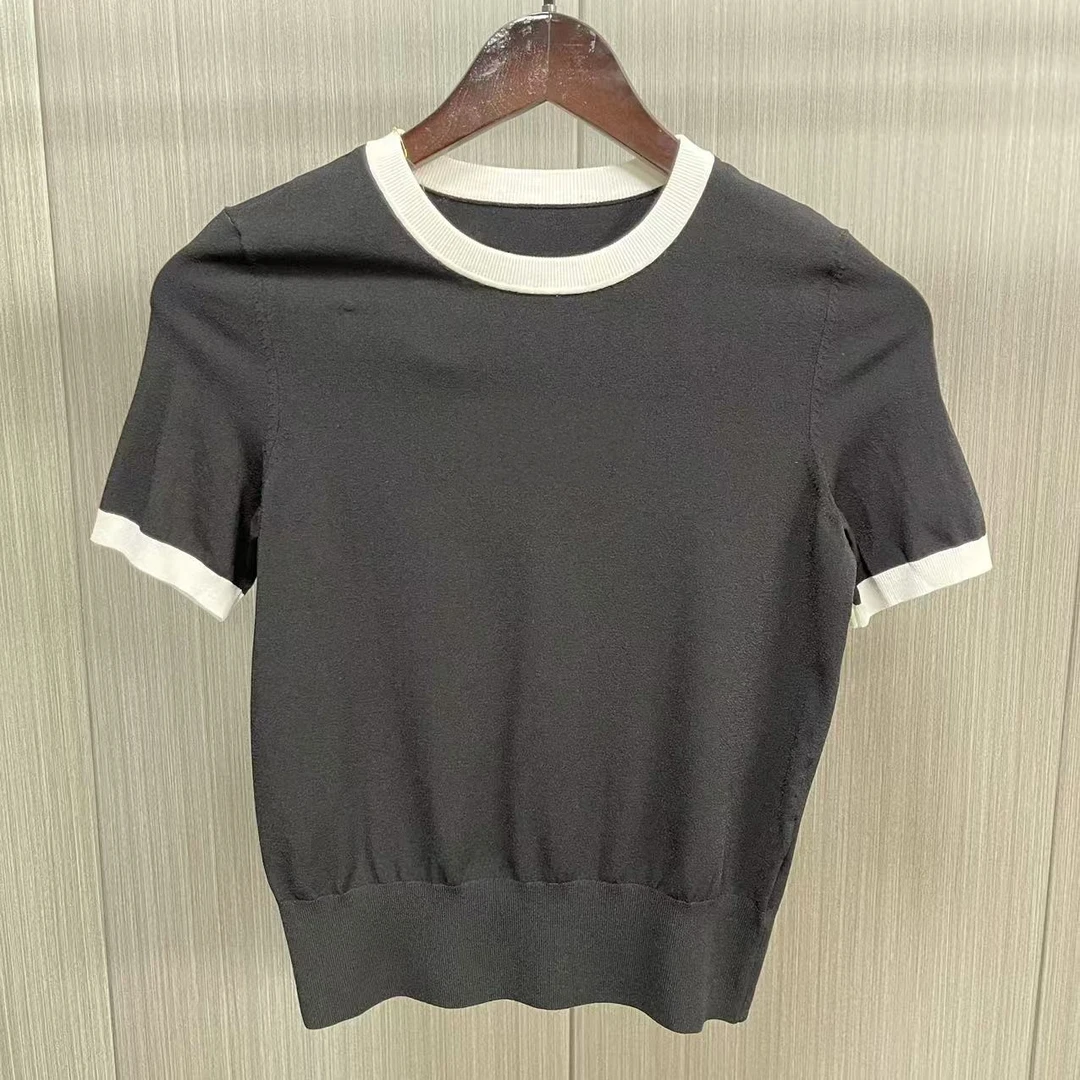 曼系列  Z753   女装时尚撤柜短袖针织T恤衫黑色