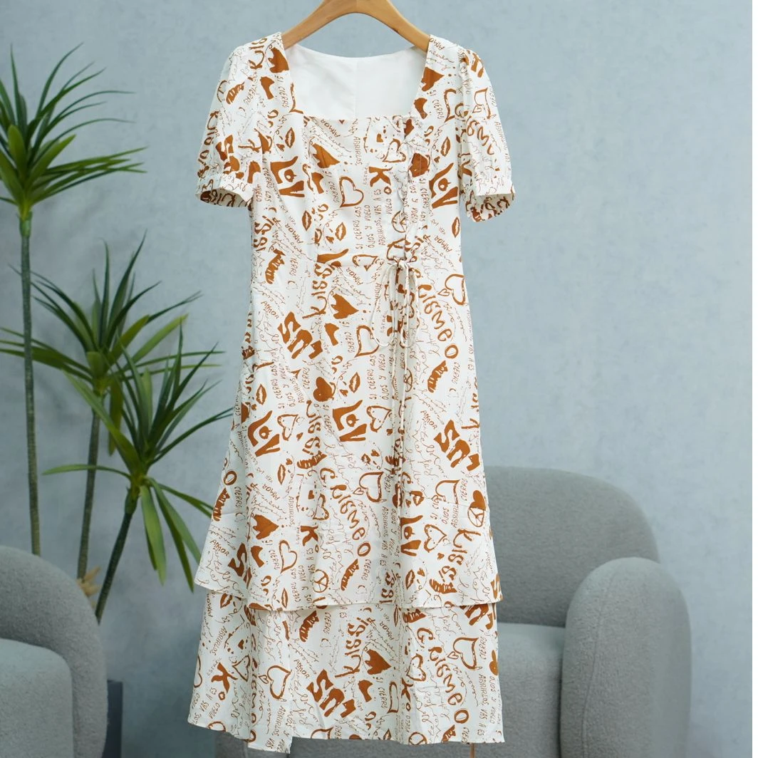 Shi系列  Z1067   女装时尚撤柜涂鸦系带连衣裙花色2281597