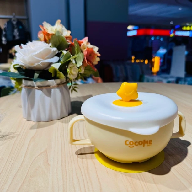 可可萌可拆卸316带盖便携不锈钢吸盘辅食碗