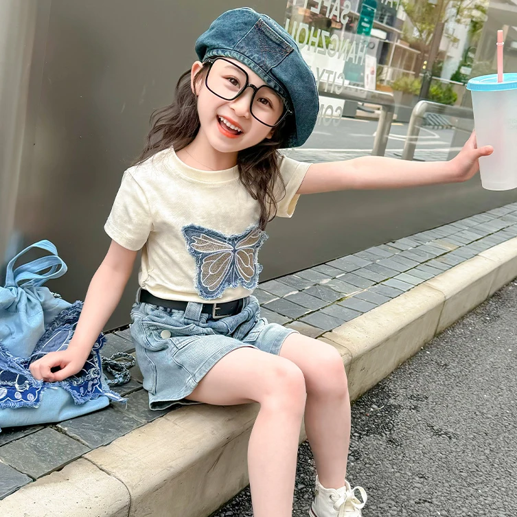 女童牛仔裙短裙夏季宝宝洋气半身裙儿童2024新款爆款韩版显瘦裙子