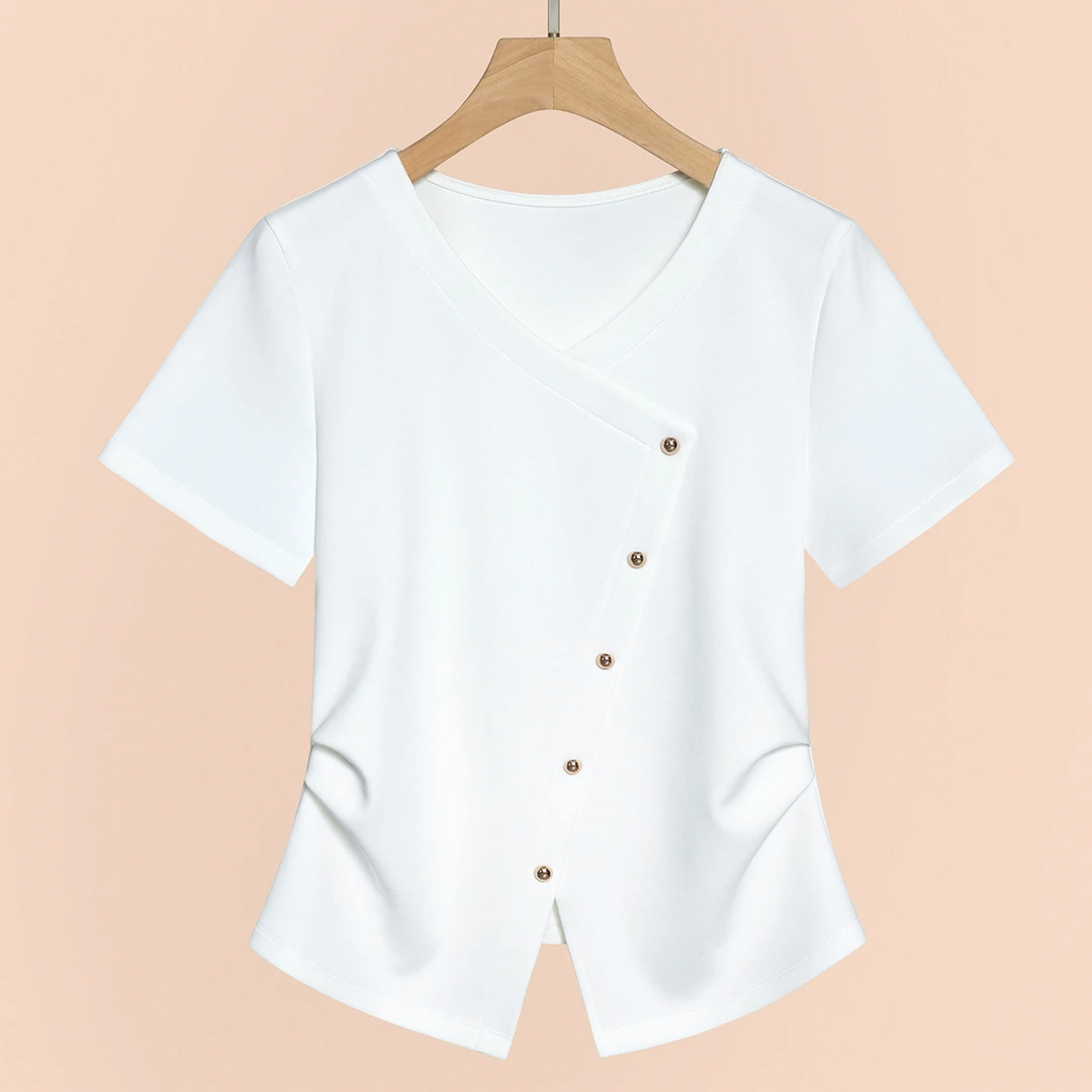 女士时尚小众气质短袖T恤夏季薄款凉感品质洋气高级感流行款上衣