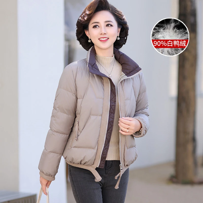 妈妈装新款冬装羽绒服中年女装立领保暖外套中老年防寒上衣21003
