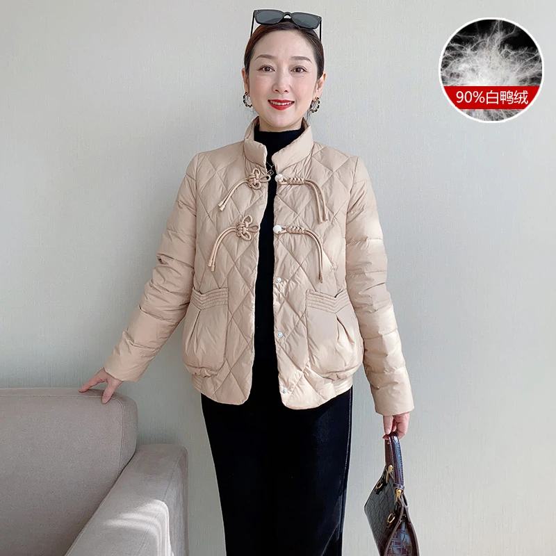 SL中老年短款款羽绒服女冬装大码洋气保暖妈妈加厚宽松外套2037