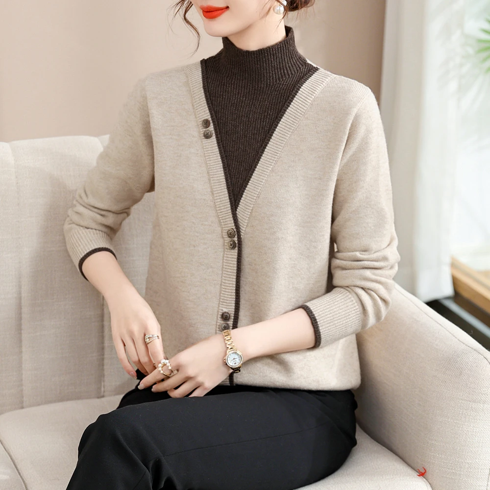 妈妈洋气时尚毛衣中年女半高领上衣中老年秋冬装针织打底衫8822