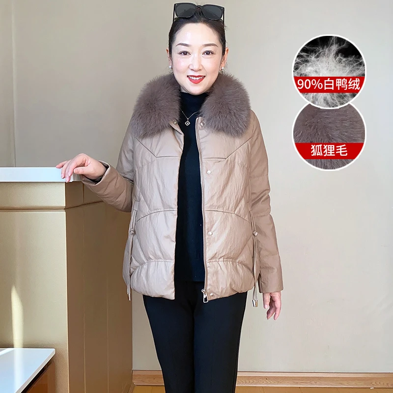 中年女装短款羽绒服妈妈装冬季大码防寒保暖中老年厚外套2022Y023