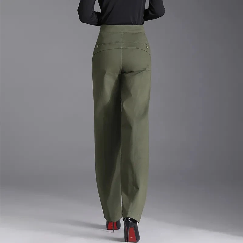2025年春秋新款高腰宽松显瘦大码灯笼裤休闲萝卜裤军绿色哈伦裤