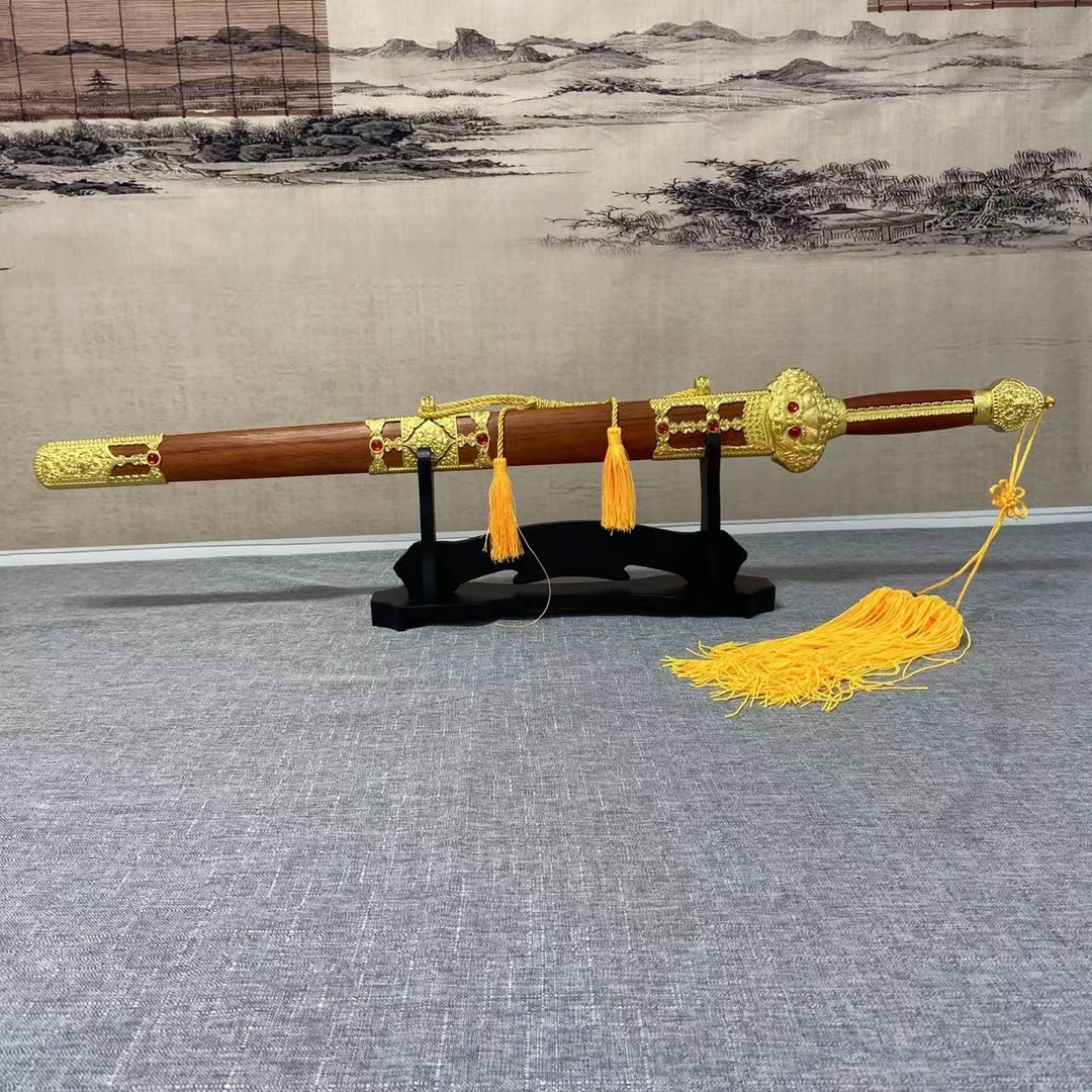 麒天剑铺  大明永乐剑  手工锻打百炼花纹钢剑身红木鞘柄未开刃