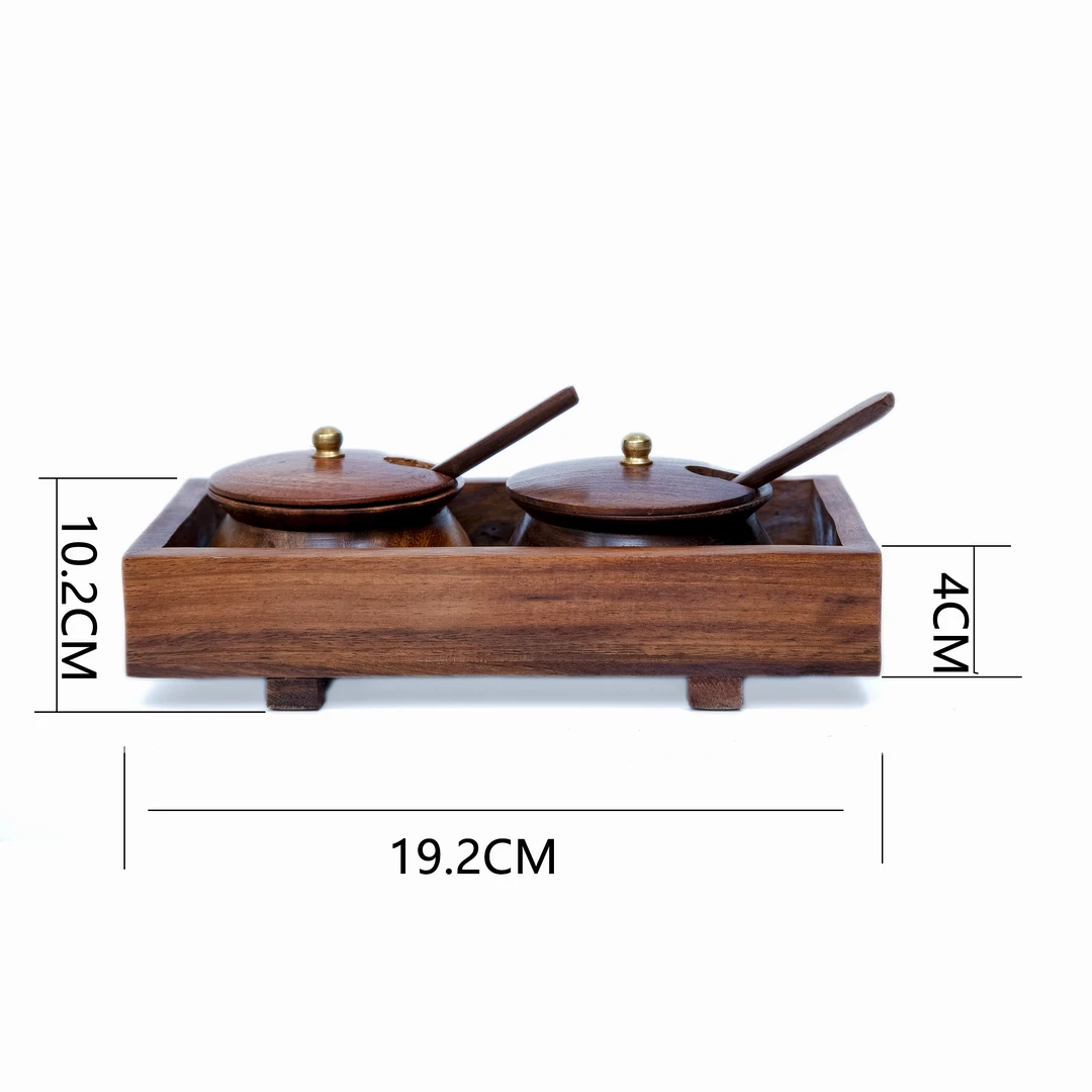 印度黄檀家用二件套实木调料盒