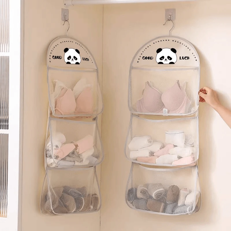 家用墙挂式防潮防水袜子内衣内裤透明悬挂式网兜收纳袋神器