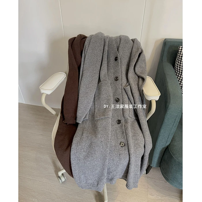 REKAYYAT “往事”绵羊毛慵懒风高级感单排扣口袋针织开衫毛衣外套