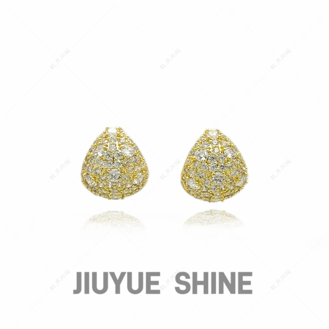 铜合金合成锆石耳饰 时尚精致超闪锆石水滴型耳小众设计感耳环