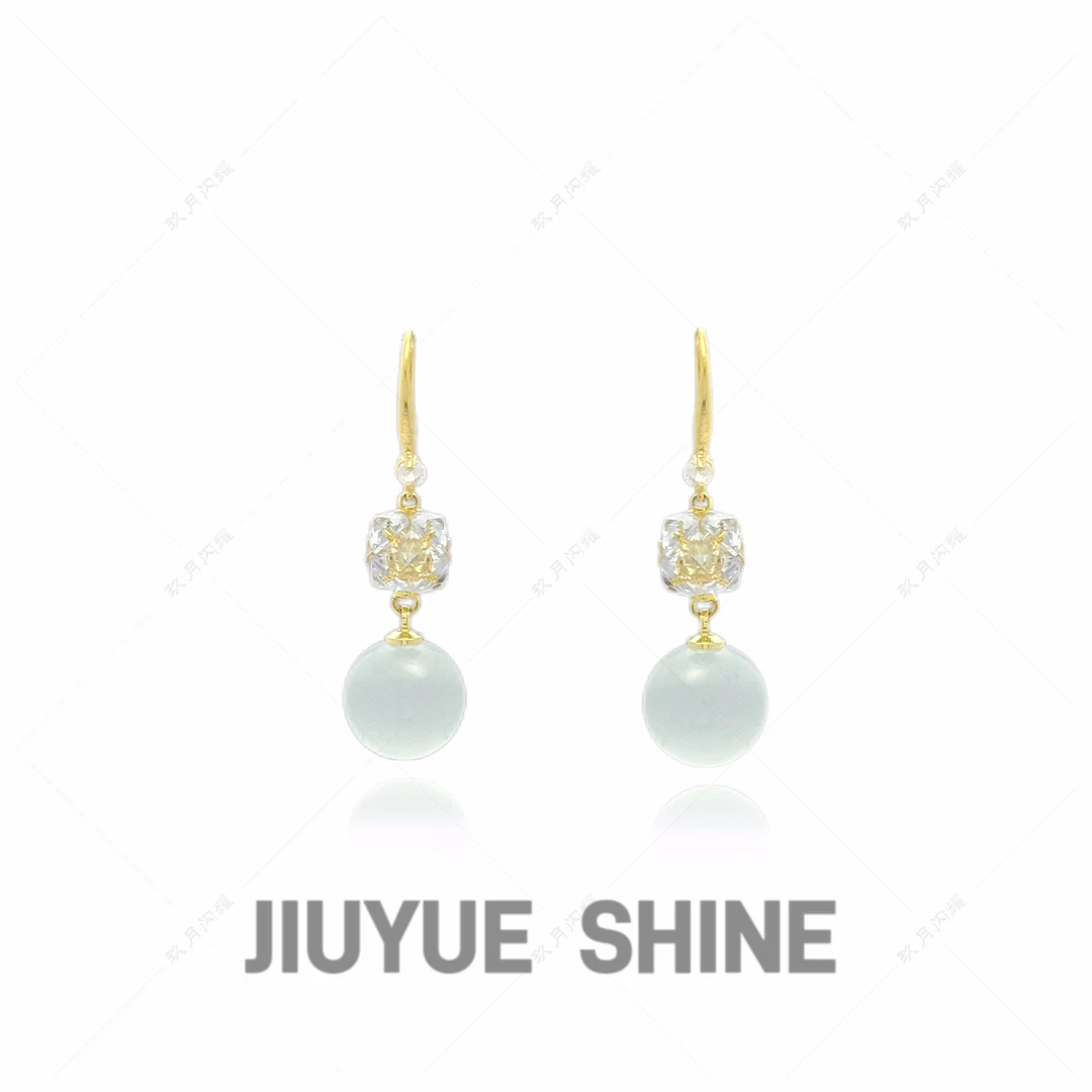 合金合成锆石耳饰 时尚新款瞄瞄石耳环精致百搭耳钩新款