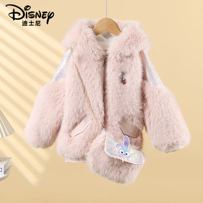 【LL】Disney/迪士尼女童冬季新款卡通毛毛加厚外套XCW4SJ282儿童