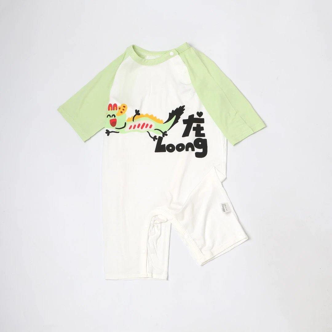 小猪大卫夏季新生儿宝宝莫戴尔七分袖连体衣婴儿空调服薄款父亲节