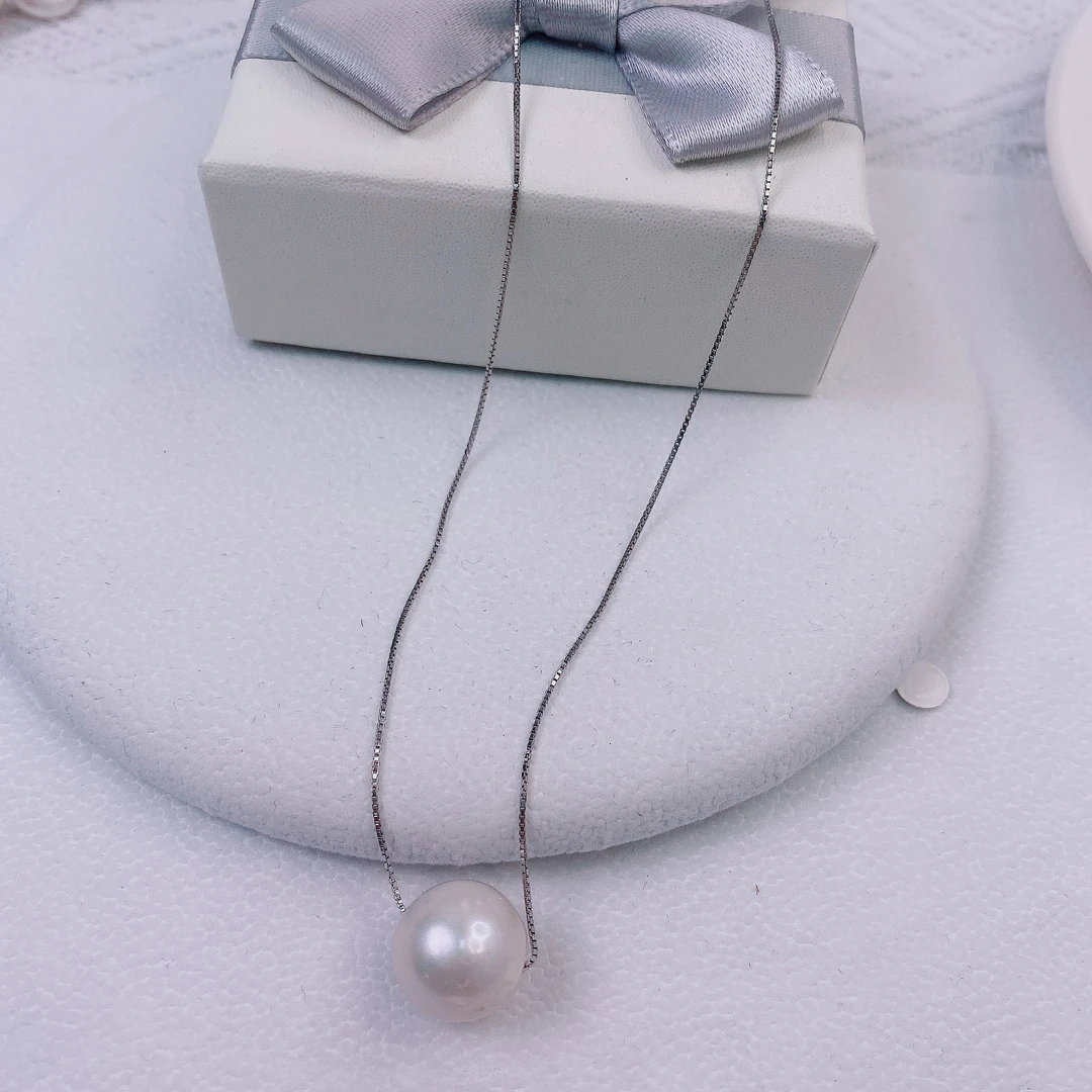 天然淡水珍珠3050白色珠珠路路通锁骨链项链10-11m