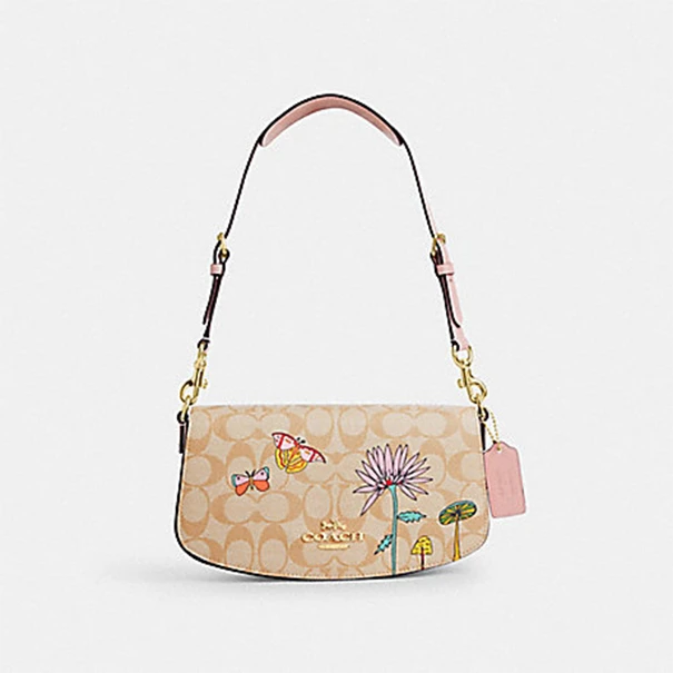 COACH/蔻驰CU395 经典ANDREA斜挎包豆沙粉拼花卉老花单肩包0933