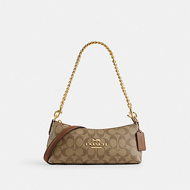 COACH/蔻驰CL405 女士经典CHARLOTTE链条包卡其色老花单肩包6009