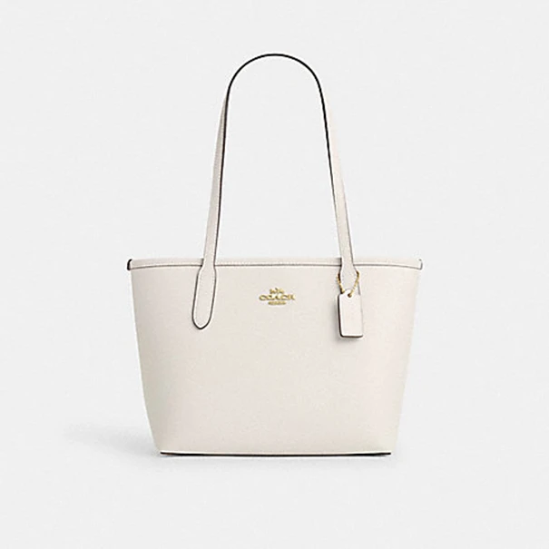 COACH/蔻驰CT859 经典标志小号CITY23托特包粉笔白纯色单肩包0773